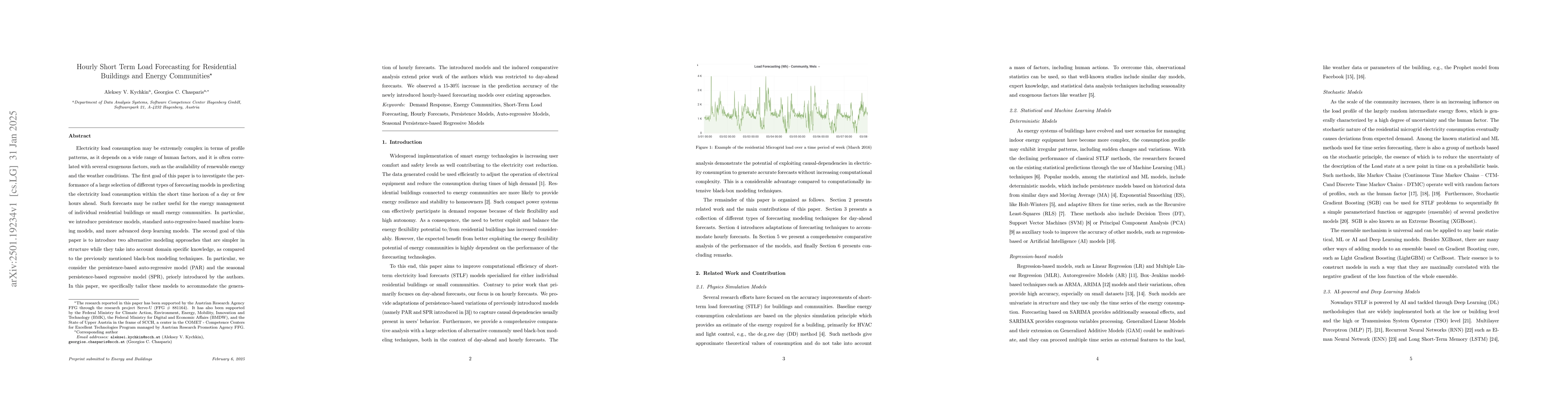Thumbnail for Hourly Short Term Load Forecasting for Residential Buildings and Energy
  Communities