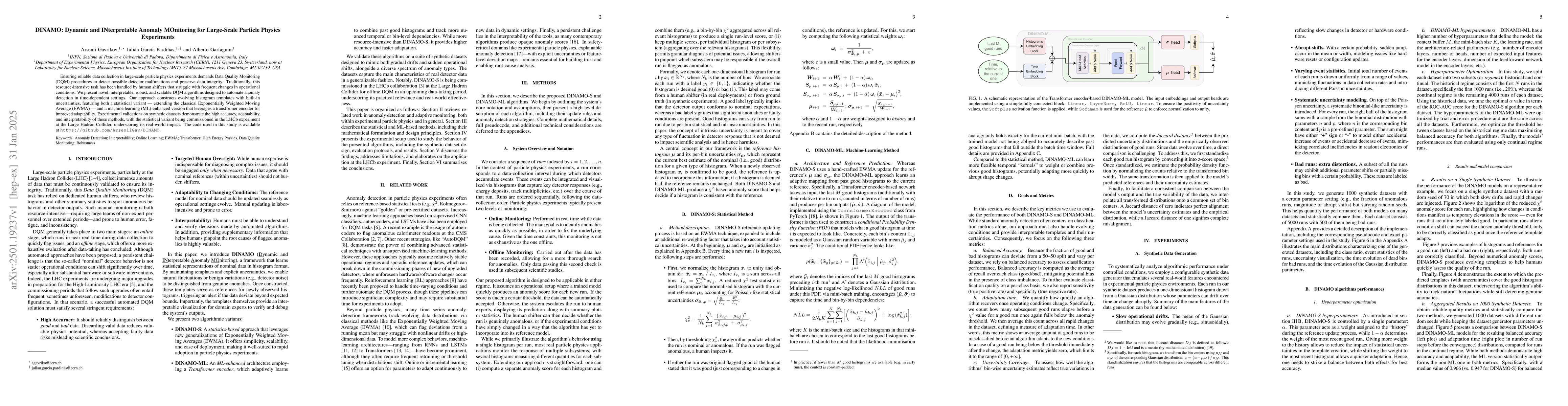 Thumbnail for DINAMO: Dynamic and INterpretable Anomaly MOnitoring for Large-Scale
  Particle Physics Experiments