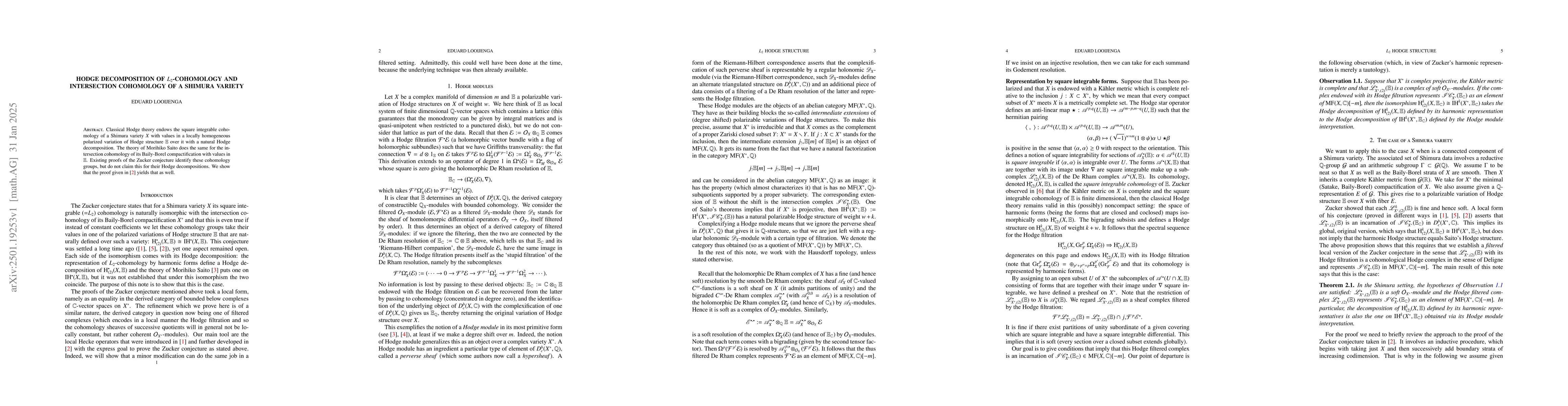 Thumbnail for Hodge decomposition of L_2-cohomology and intersection cohomology of a
  Shimura variety
