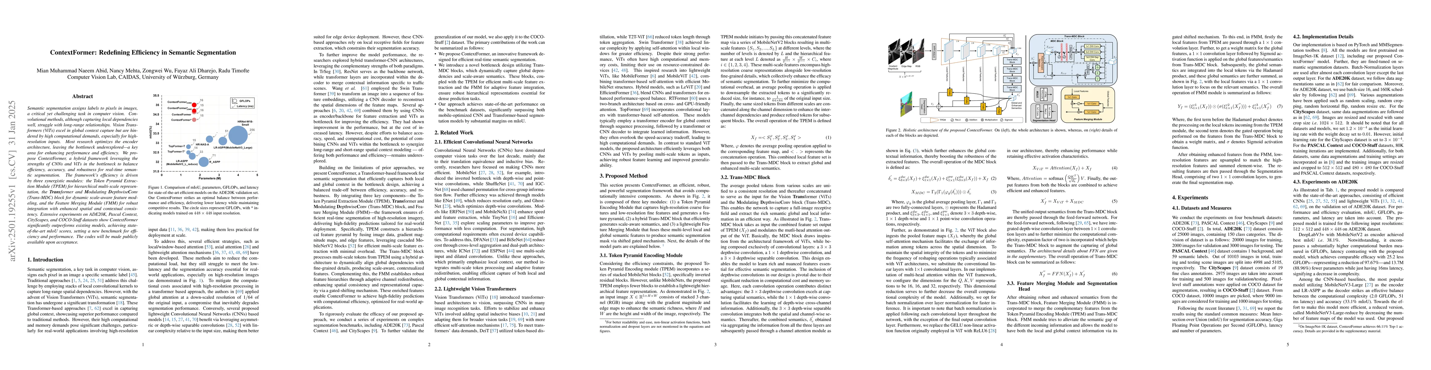 Thumbnail for ContextFormer: Redefining Efficiency in Semantic Segmentation