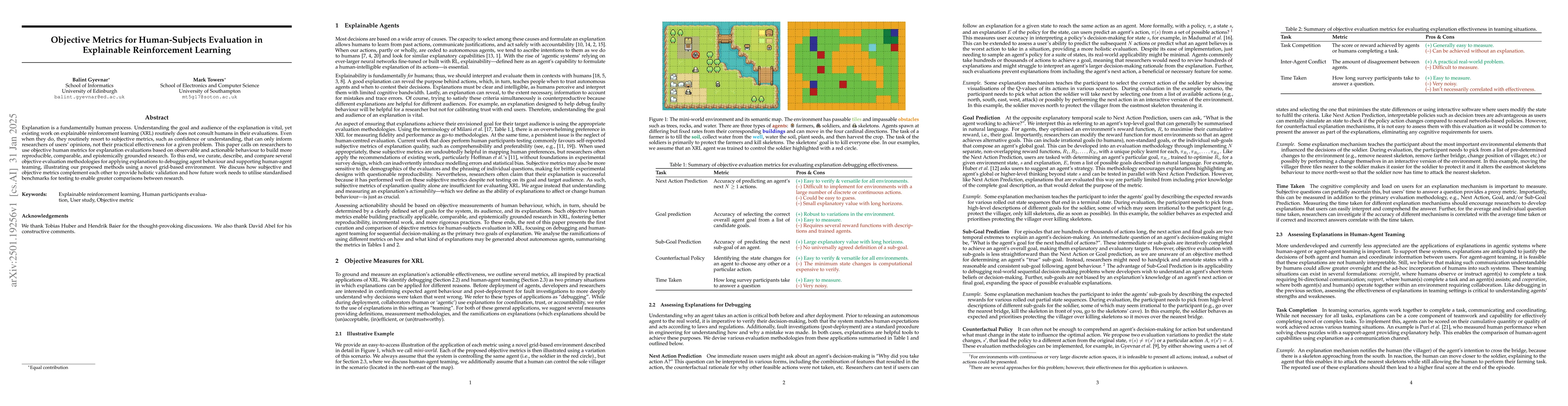 Thumbnail for Objective Metrics for Human-Subjects Evaluation in Explainable
  Reinforcement Learning
