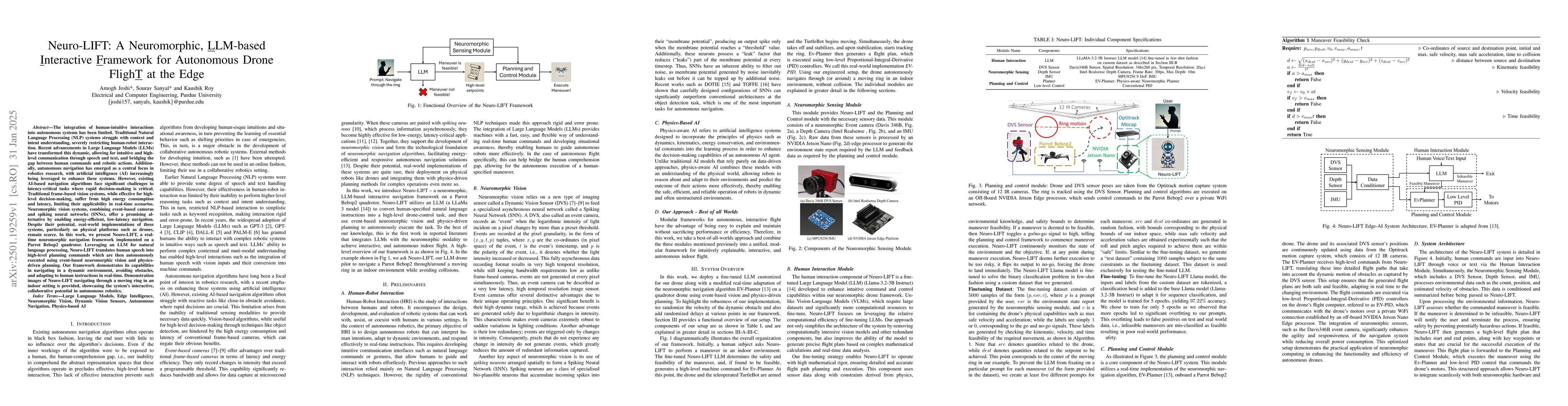 Thumbnail for Neuro-LIFT: A Neuromorphic, LLM-based Interactive Framework for
  Autonomous Drone FlighT at the Edge