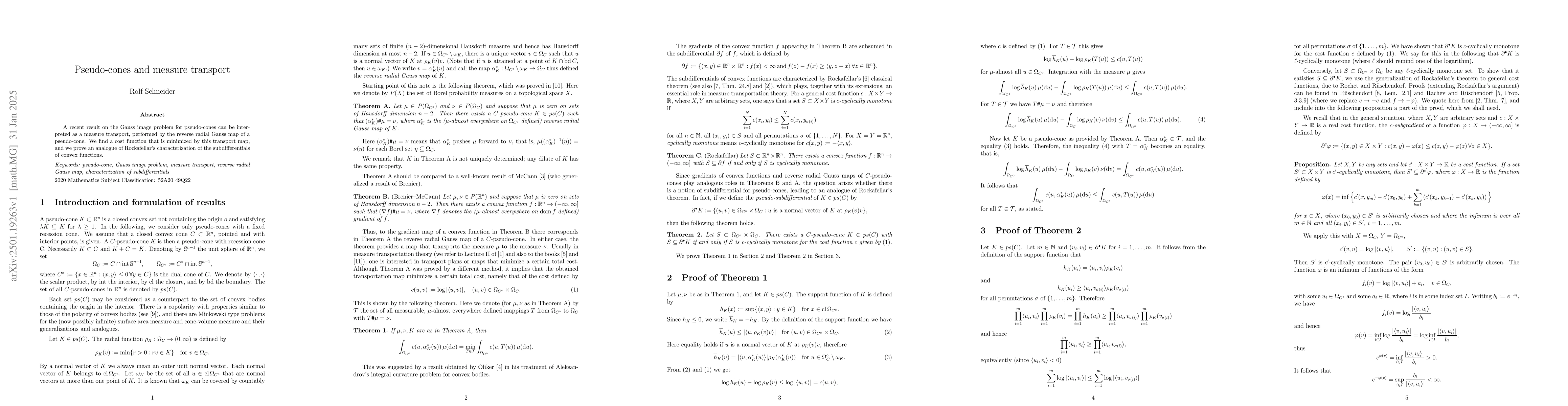 Thumbnail for Pseudo-cones and measure transport