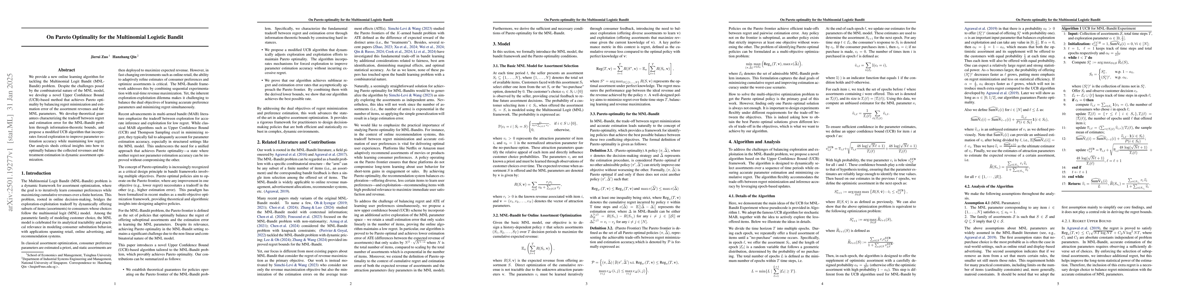 Thumbnail for On Pareto Optimality for the Multinomial Logistic Bandit