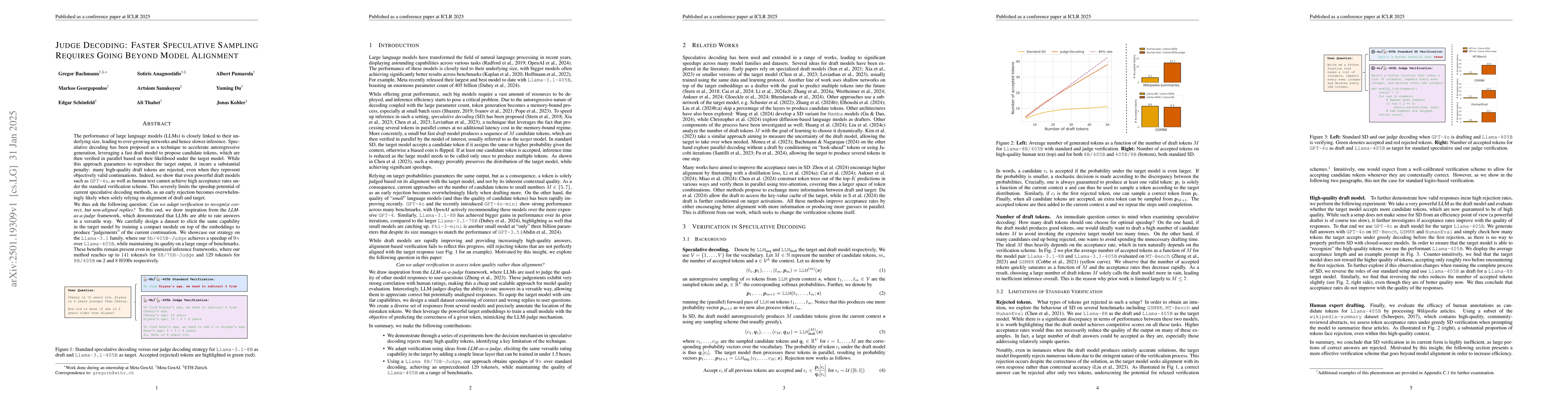Thumbnail for Judge Decoding: Faster Speculative Sampling Requires Going Beyond Model
  Alignment