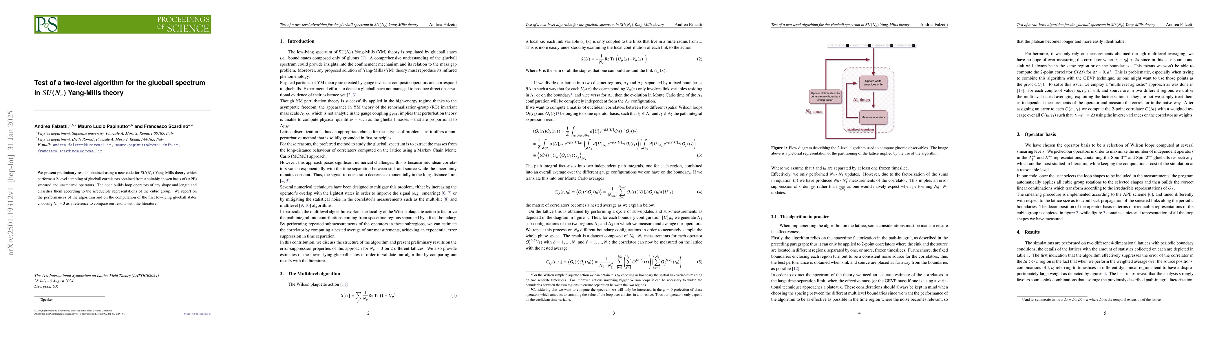 Thumbnail for Test of a two-level algorithm for the glueball spectrum in $SU(N_c)$
  Yang-Mills theory
