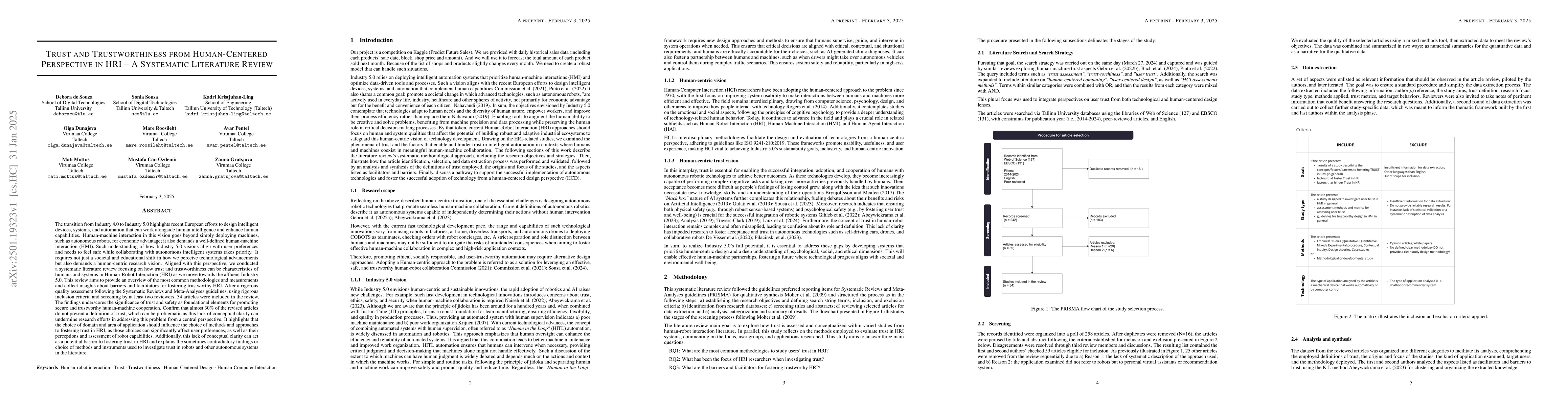 Thumbnail for Trust and Trustworthiness from Human-Centered Perspective in HRI -- A
  Systematic Literature Review