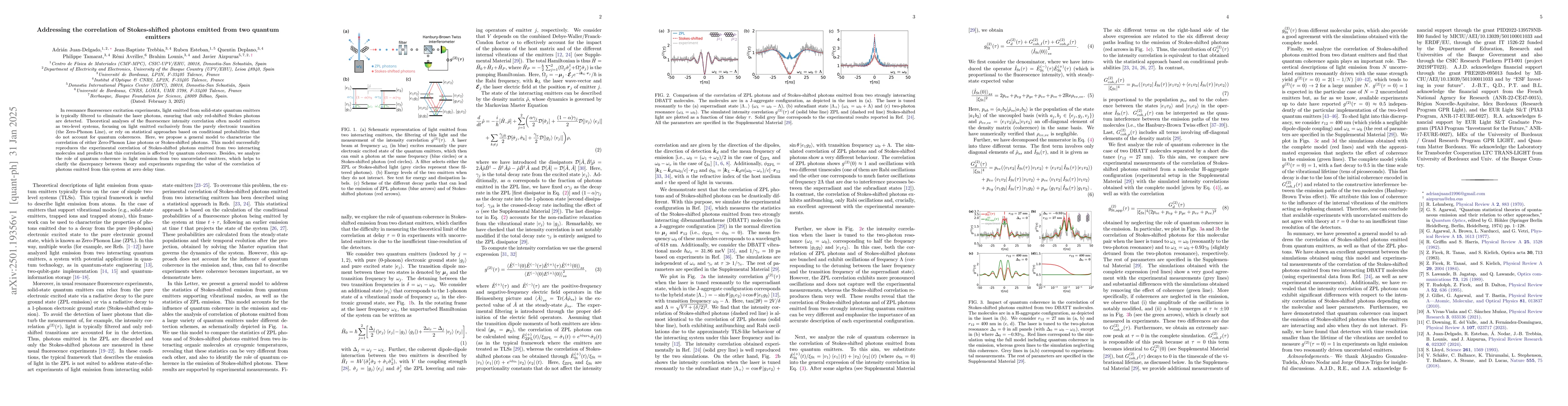 Thumbnail for Addressing the correlation of Stokes-shifted photons emitted from two
  quantum emitters
