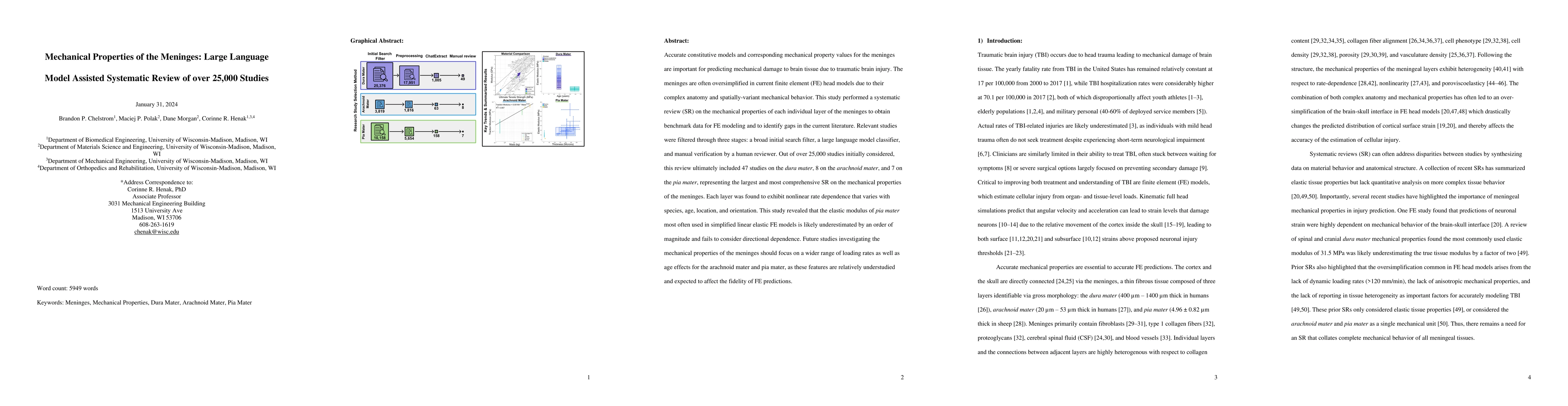 Thumbnail for Mechanical Properties of the Meninges: Large Language Model Assisted
  Systematic Review of over 25,000 Studies
