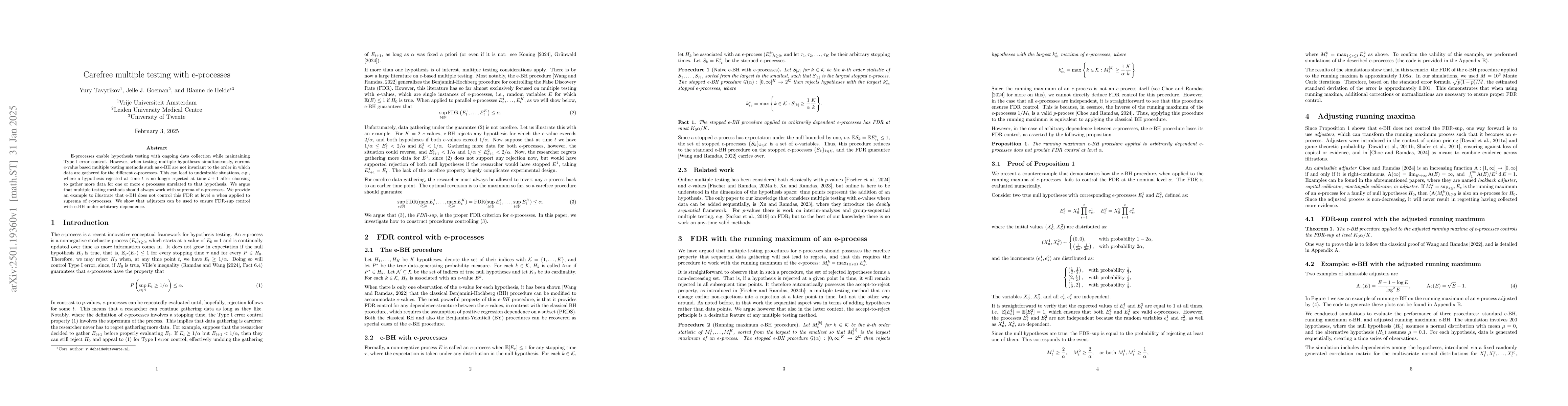 Thumbnail for Carefree multiple testing with e-processes