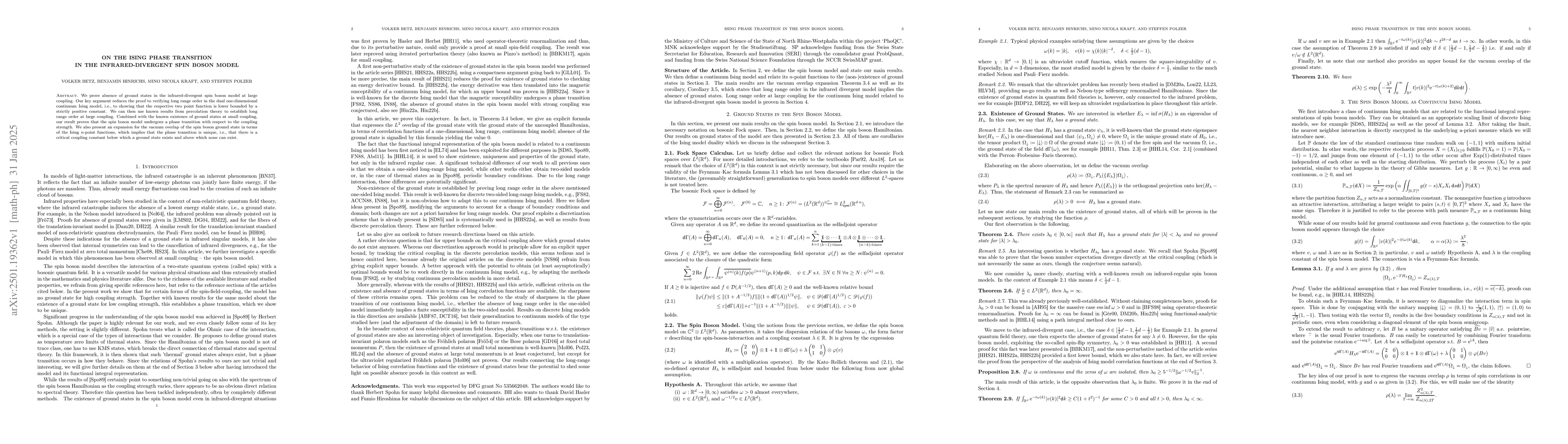 Thumbnail for On the Ising Phase Transition in the Infrared-Divergent Spin Boson Model