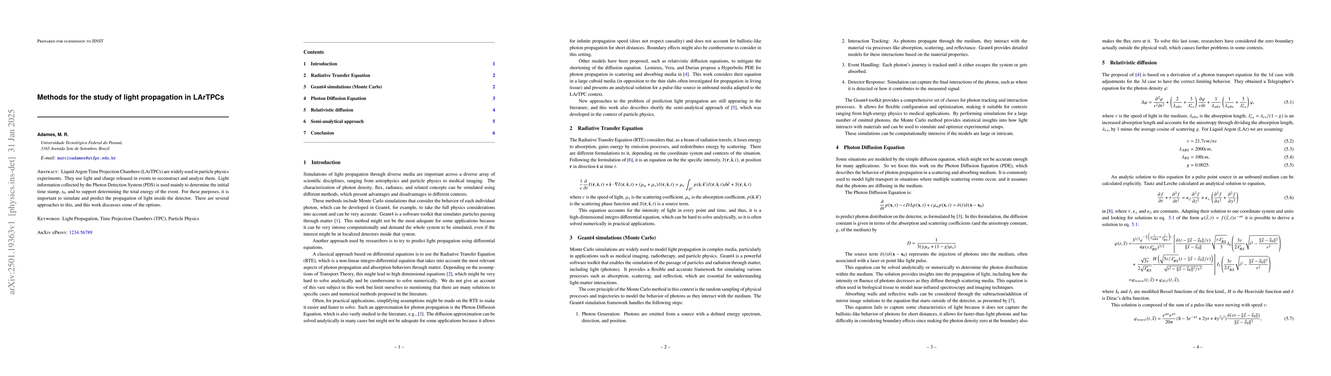 Thumbnail for Methods for the study of light propagation in LArTPCs