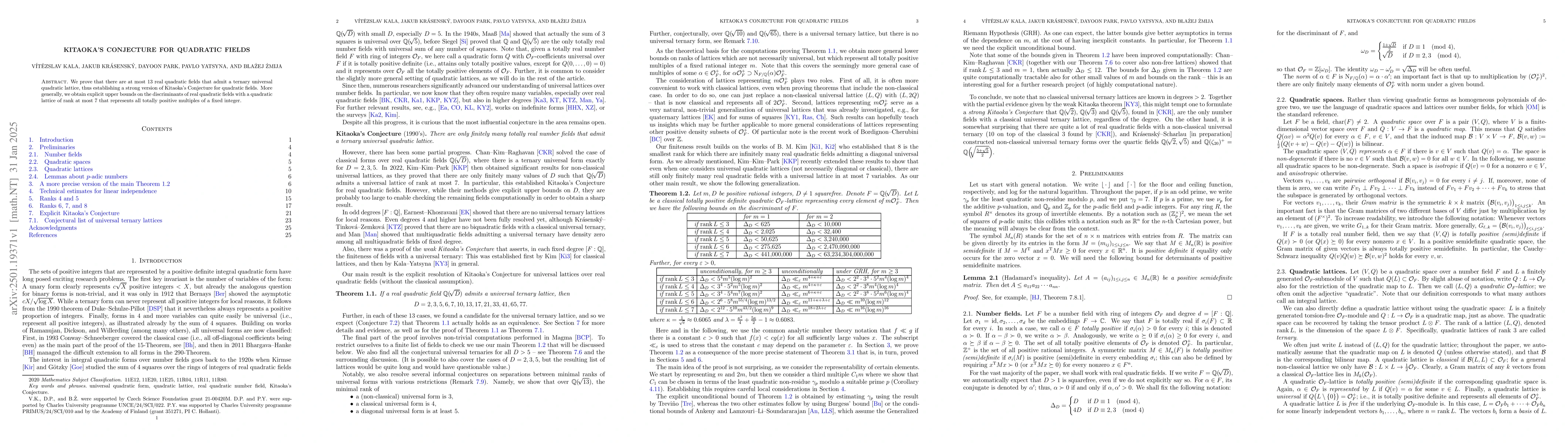 Thumbnail for Kitaoka's Conjecture for quadratic fields