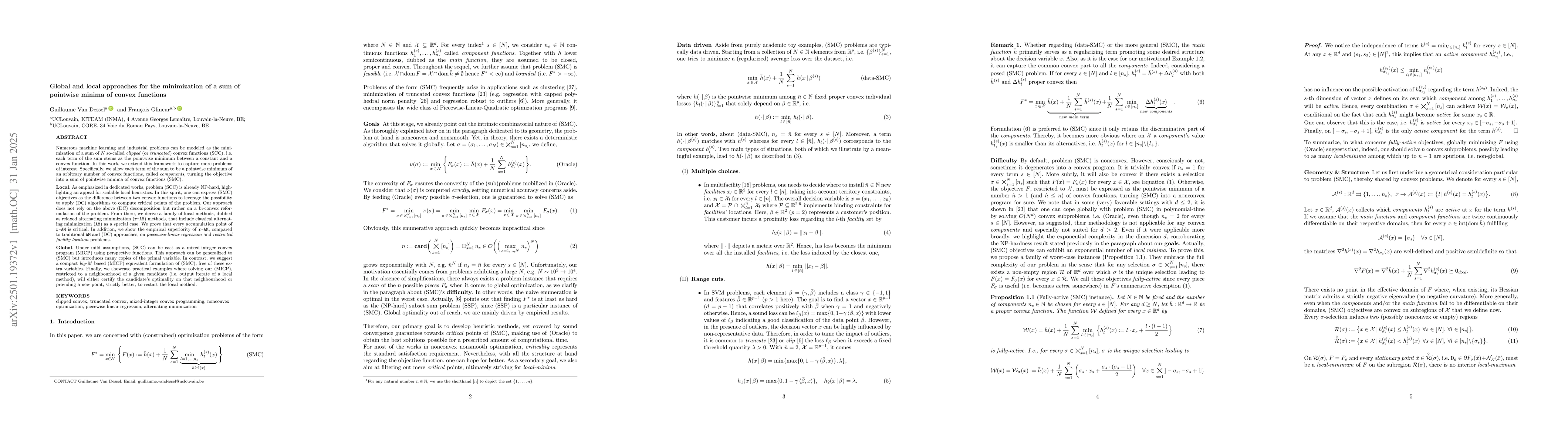Thumbnail for Global and local approaches for the minimization of a sum of pointwise
  minima of convex functions