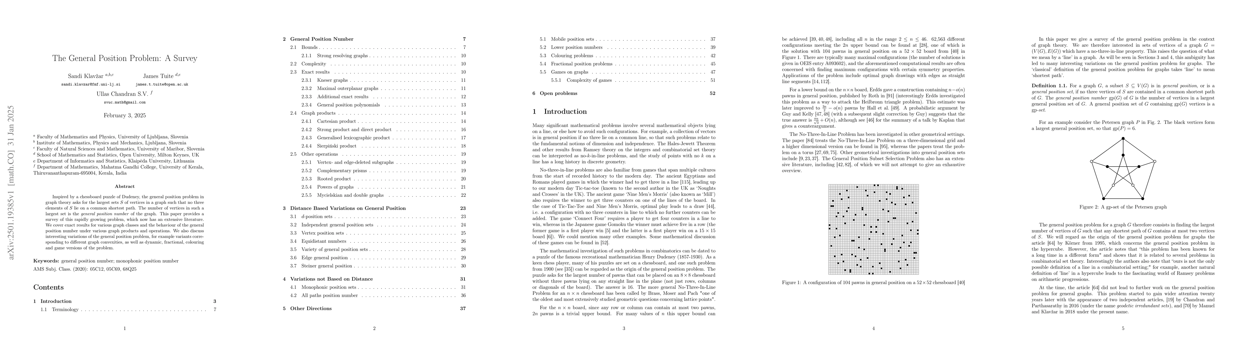 Thumbnail for The General Position Problem: A Survey