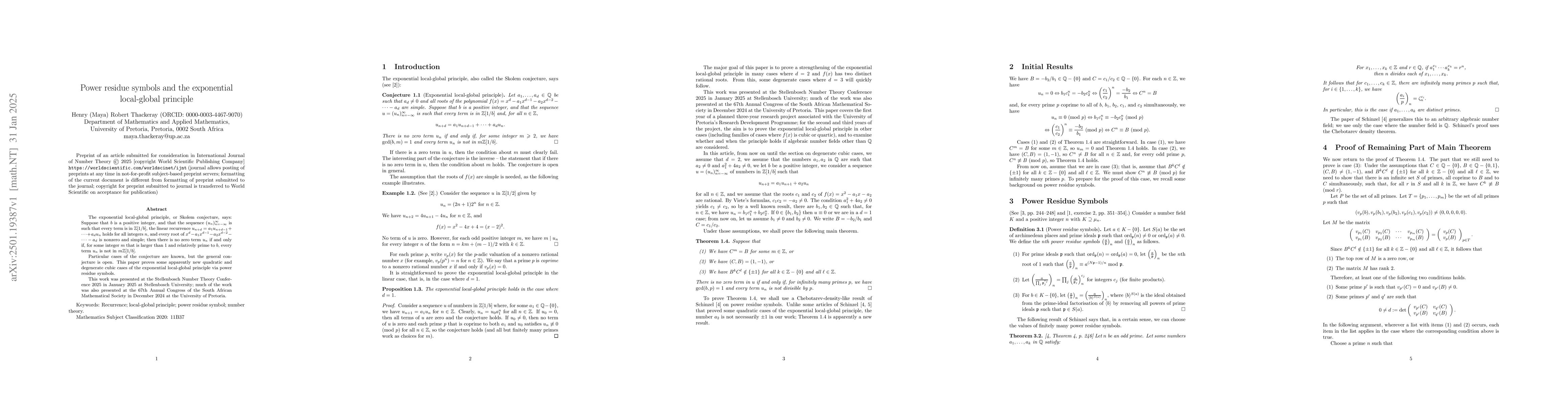 Thumbnail for Power residue symbols and the exponential local-global principle