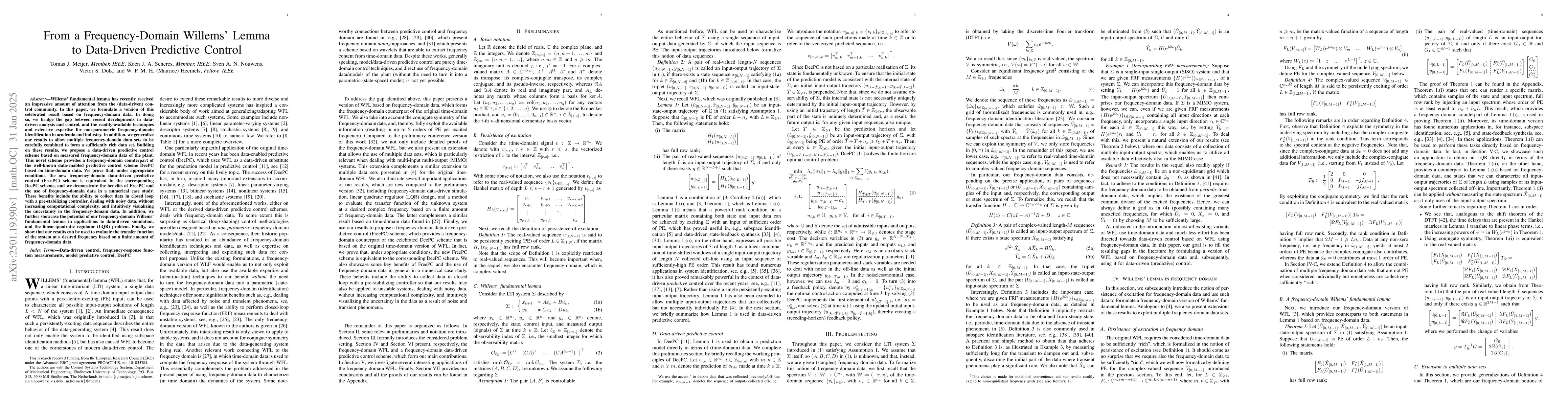 Thumbnail for From a Frequency-Domain Willems' Lemma to Data-Driven Predictive Control