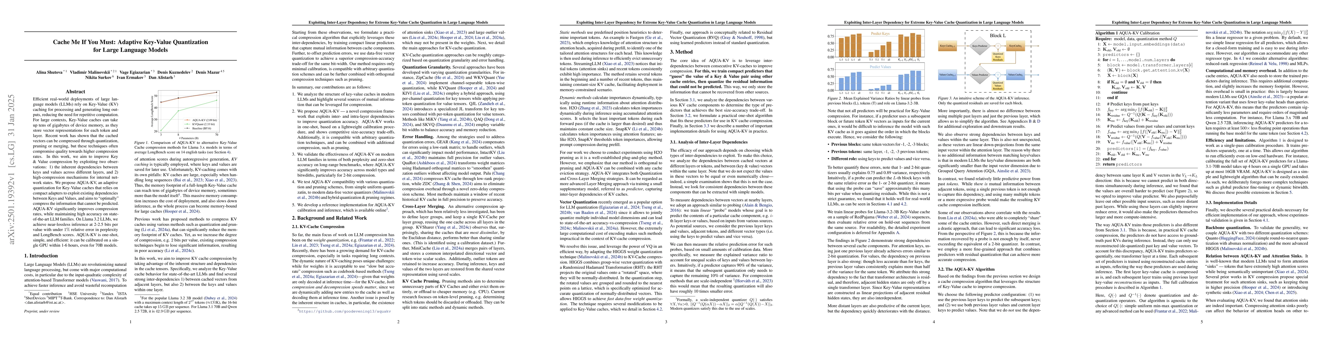 Thumbnail for Cache Me If You Must: Adaptive Key-Value Quantization for Large Language
  Models