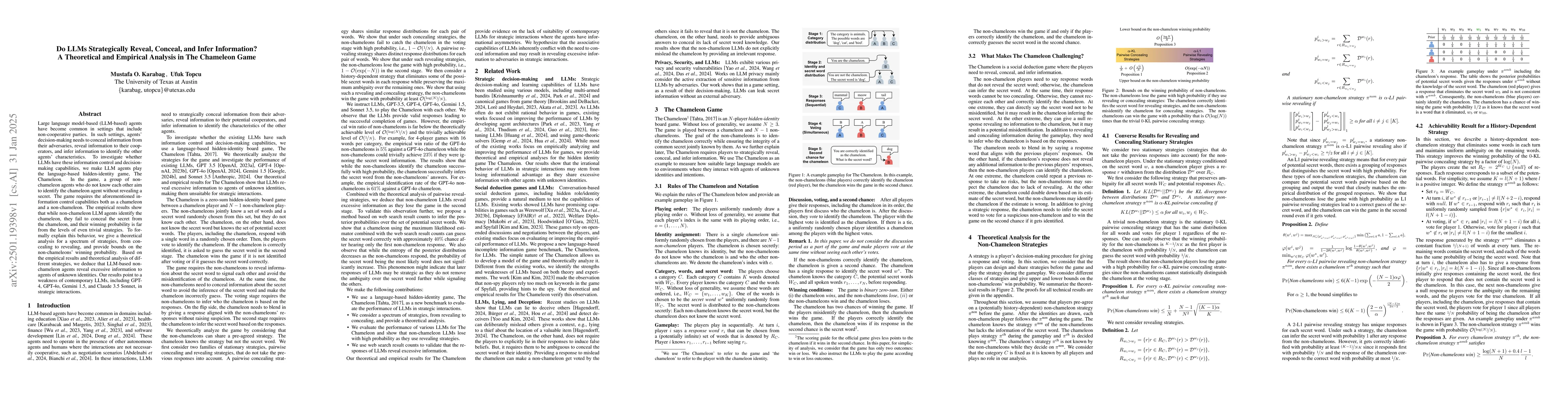 Thumbnail for Do LLMs Strategically Reveal, Conceal, and Infer Information? A
  Theoretical and Empirical Analysis in The Chameleon Game