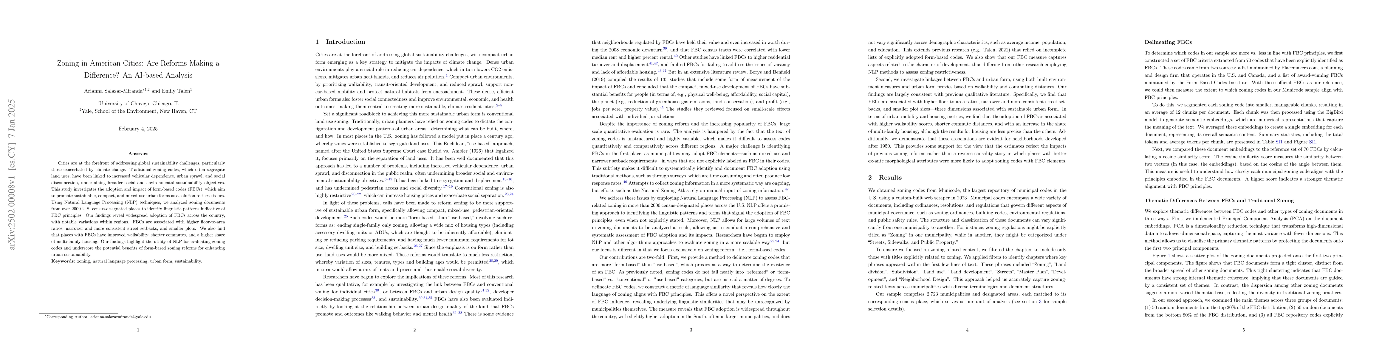 Thumbnail for Zoning in American Cities: Are Reforms Making a Difference? An AI-based
  Analysis