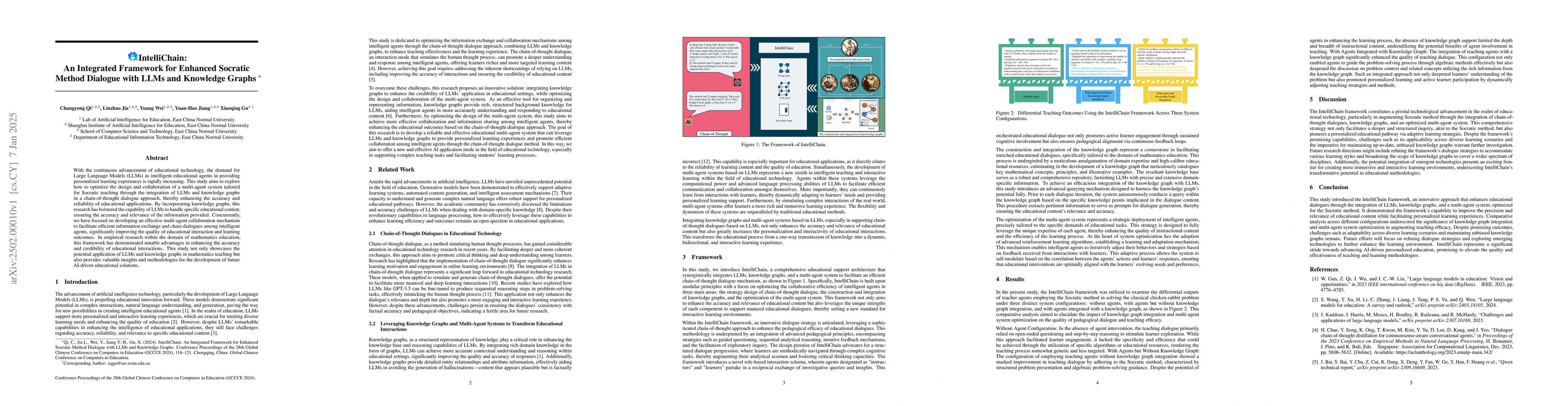 Thumbnail for IntelliChain: An Integrated Framework for Enhanced Socratic Method
  Dialogue with LLMs and Knowledge Graphs