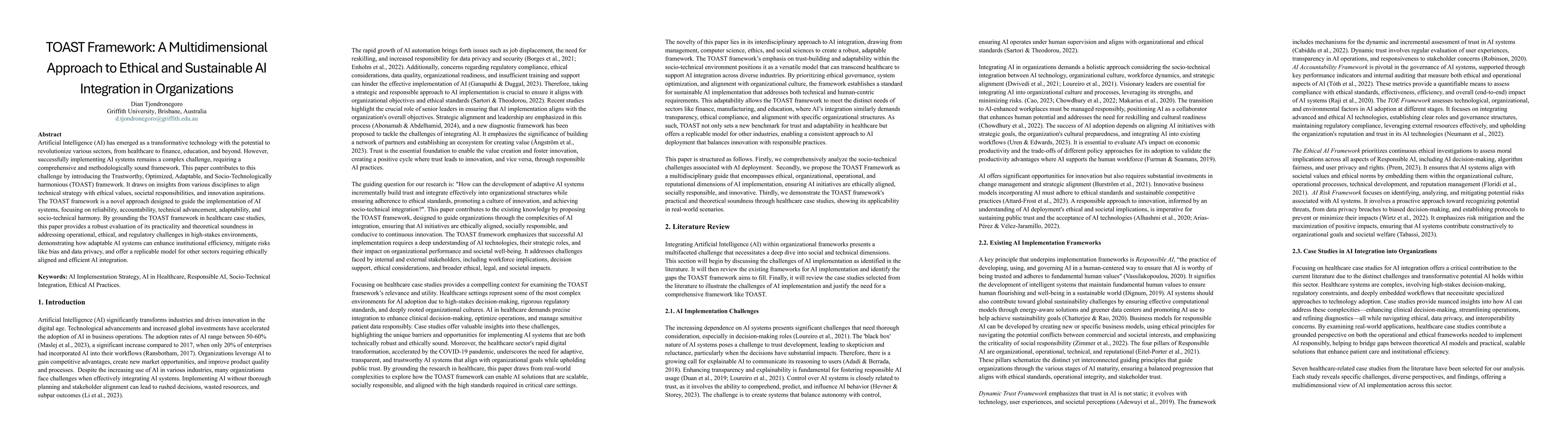 Thumbnail for TOAST Framework: A Multidimensional Approach to Ethical and Sustainable
  AI Integration in Organizations