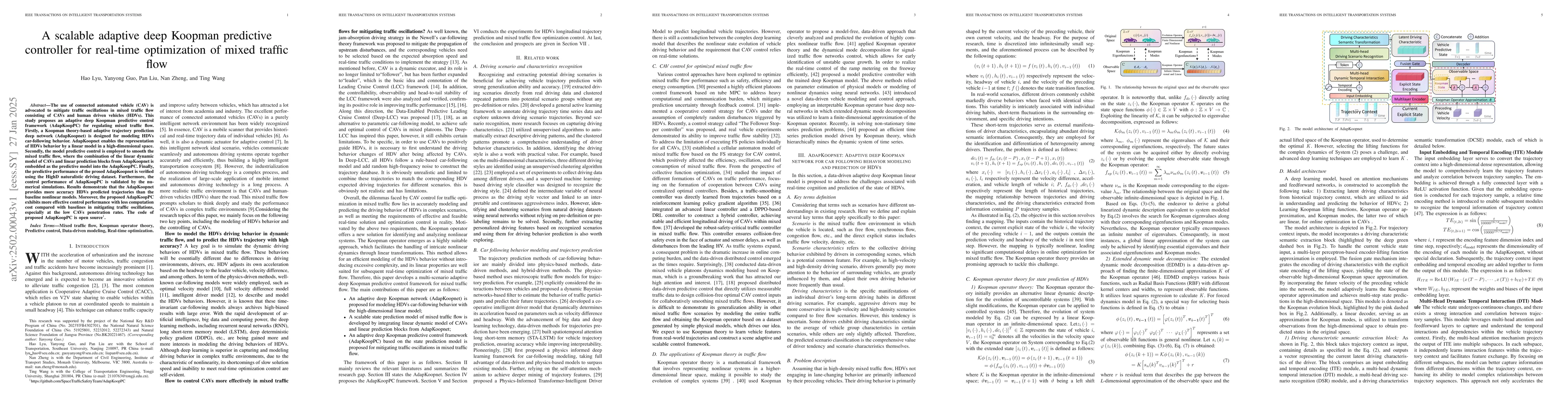 Thumbnail for A scalable adaptive deep Koopman predictive controller for real-time
  optimization of mixed traffic flow