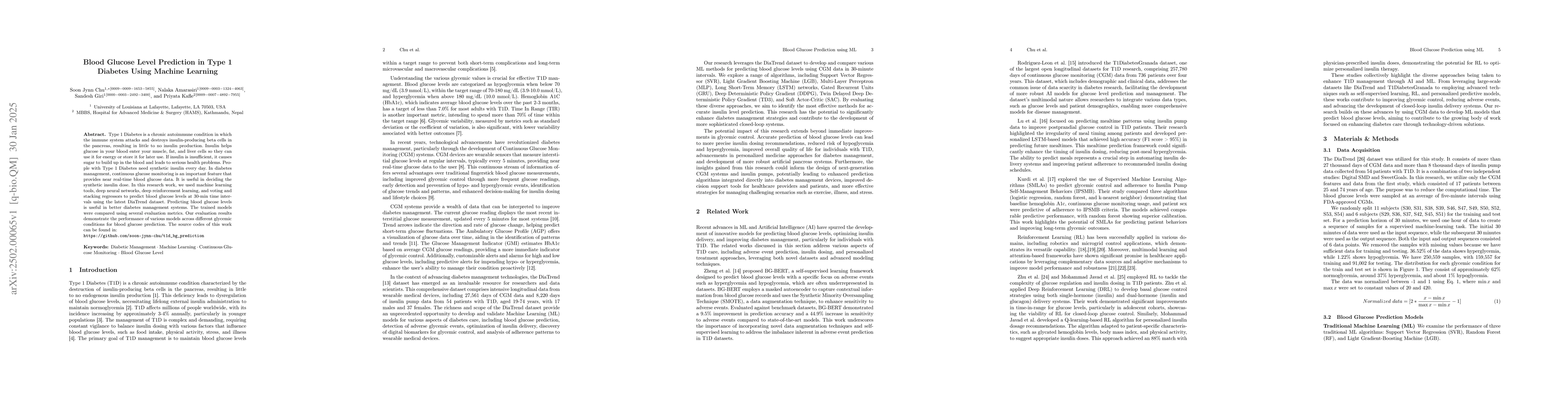 Thumbnail for Blood Glucose Level Prediction in Type 1 Diabetes Using Machine Learning