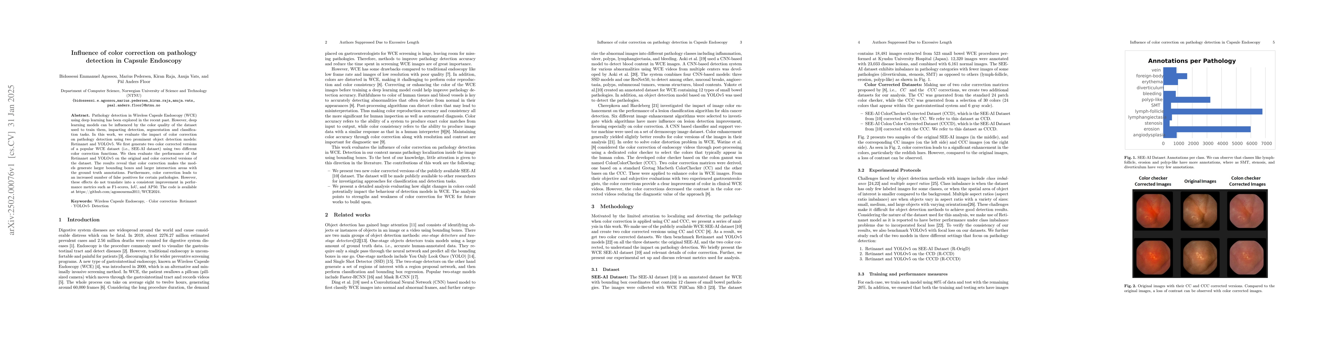 Thumbnail for Influence of color correction on pathology detection in Capsule
  Endoscopy