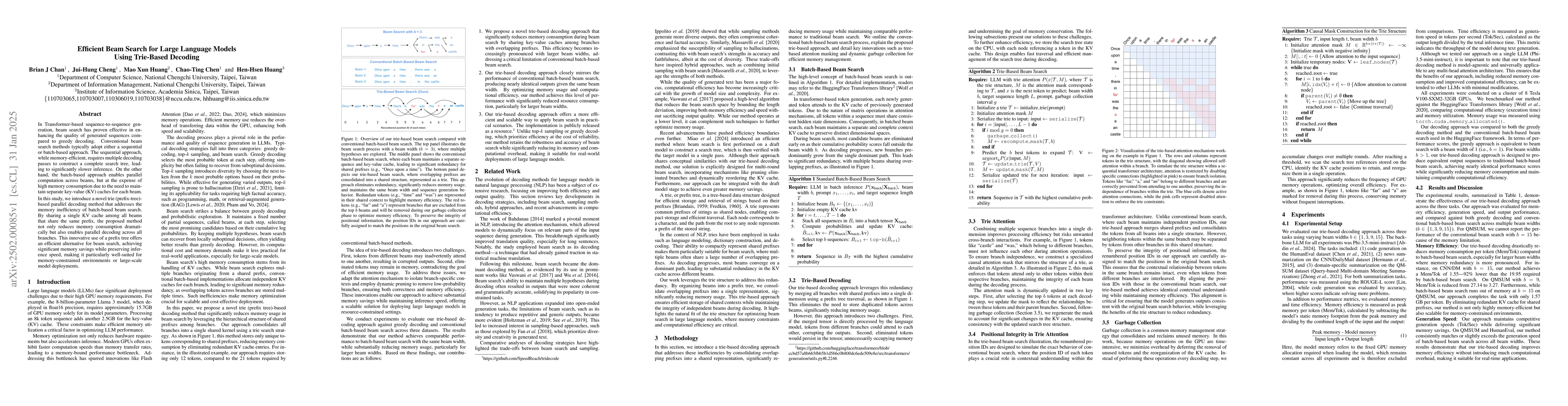 Thumbnail for Efficient Beam Search for Large Language Models Using Trie-Based
  Decoding