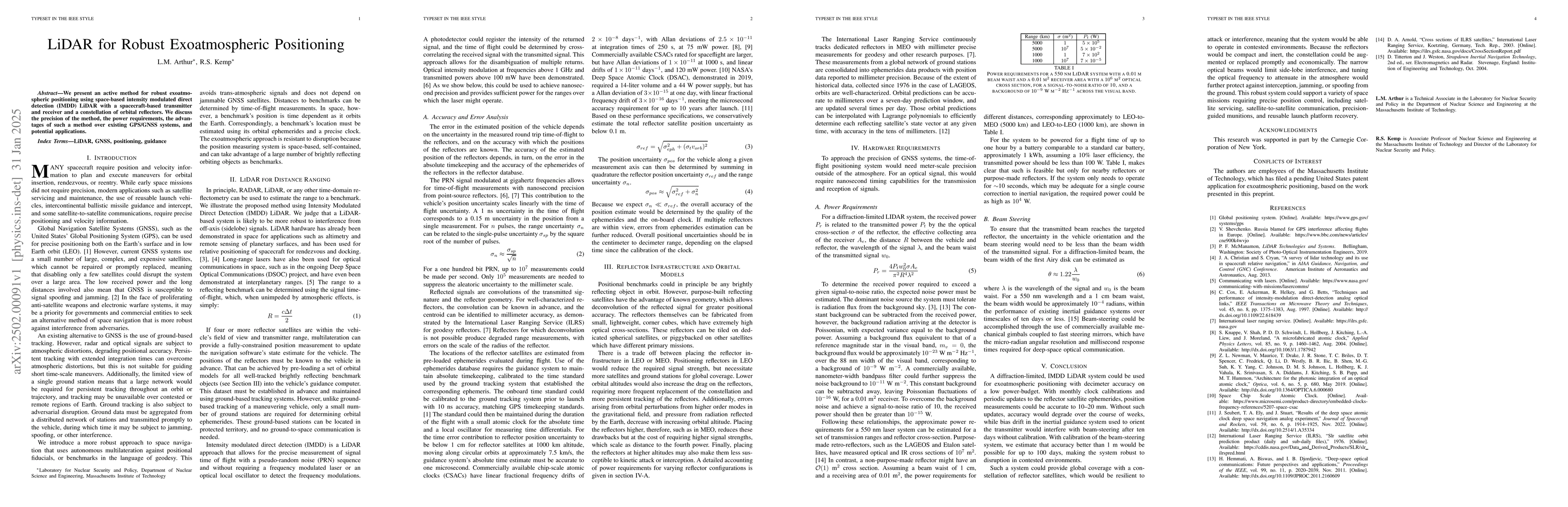Thumbnail for LiDAR for Robust Exoatmospheric Positioning