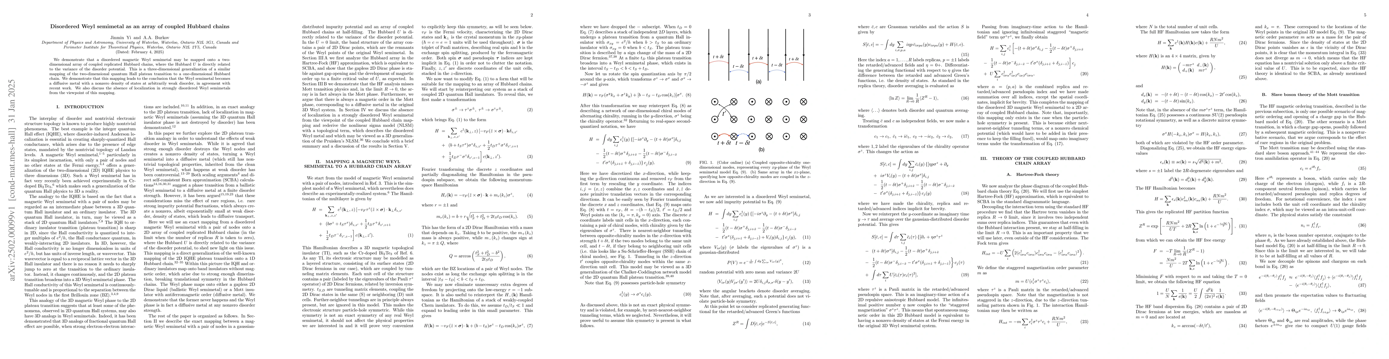 Thumbnail for Disordered Weyl semimetal as an array of coupled Hubbard chains
