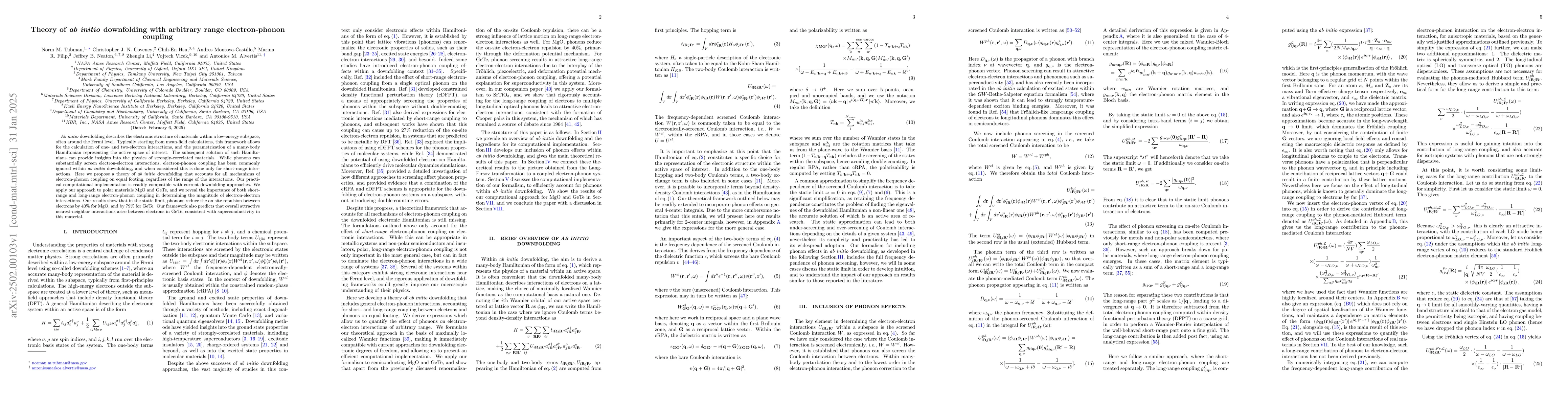 Thumbnail for Theory of ab initio downfolding with arbitrary range electron-phonon
  coupling