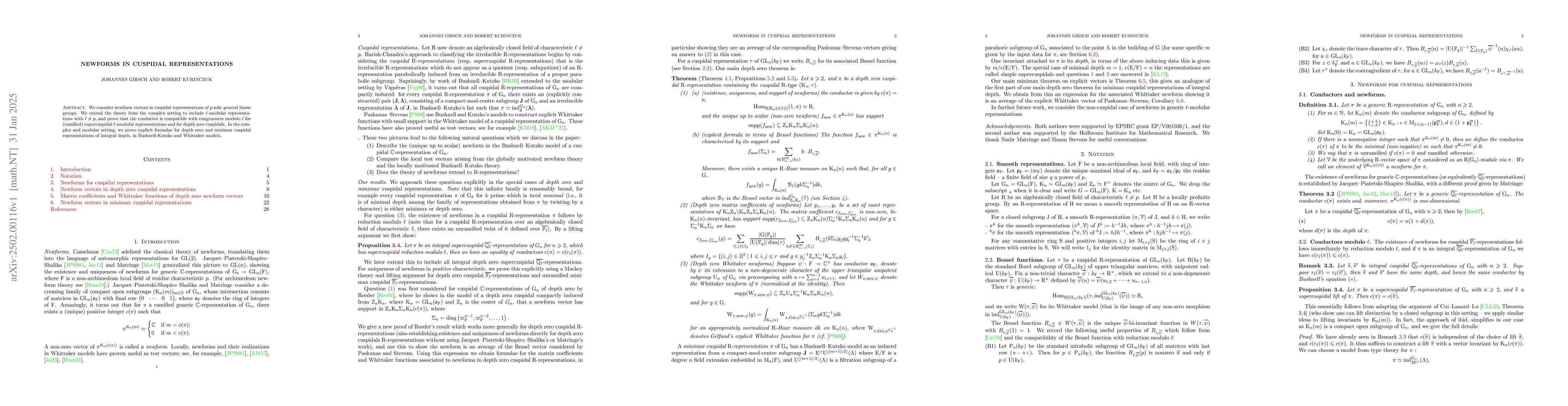 Thumbnail for Newforms in Cuspidal Representations
