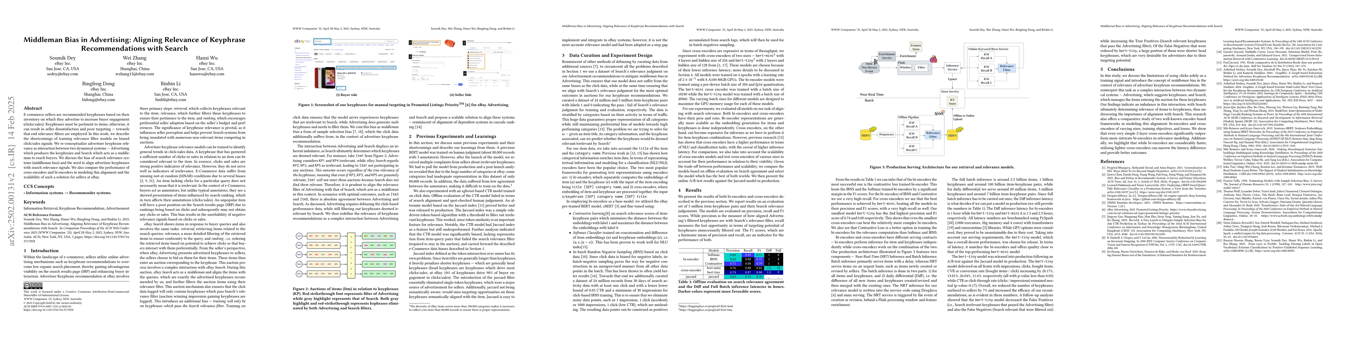 Thumbnail for Middleman Bias in Advertising: Aligning Relevance of Keyphrase
  Recommendations with Search