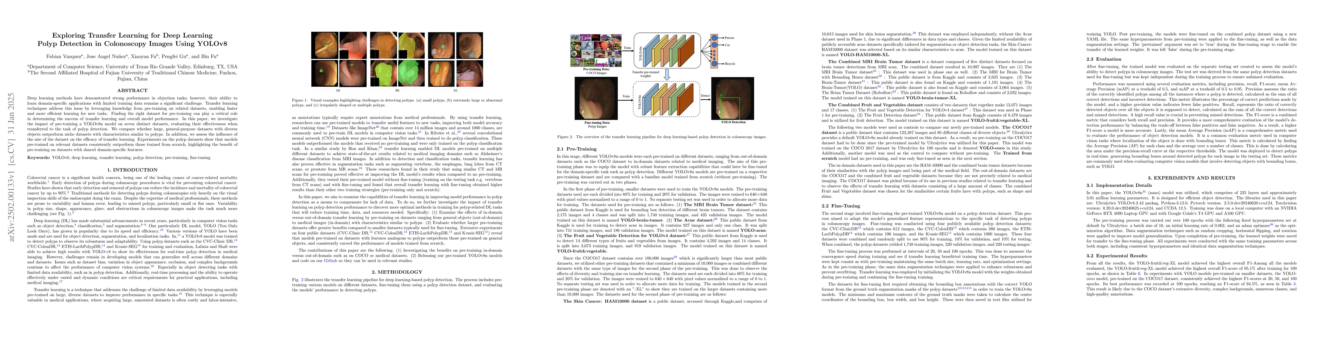 Thumbnail for Exploring Transfer Learning for Deep Learning Polyp Detection in
  Colonoscopy Images Using YOLOv8