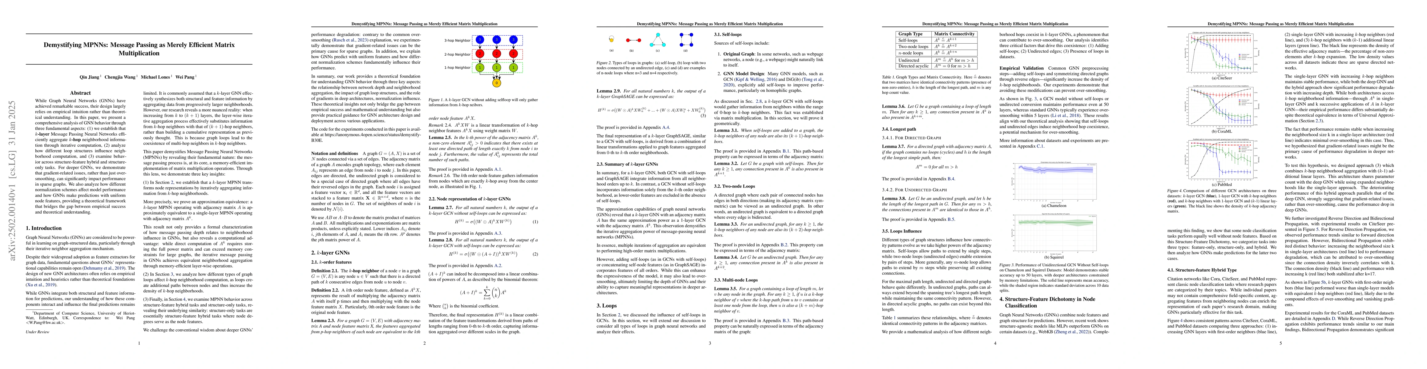 Thumbnail for Demystifying MPNNs: Message Passing as Merely Efficient Matrix
  Multiplication