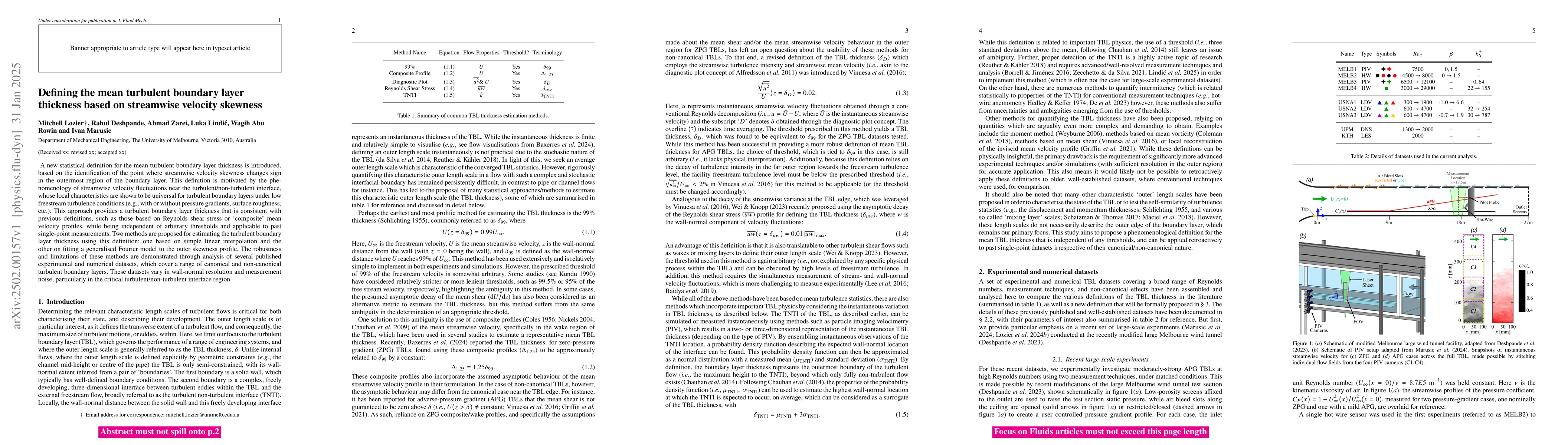 Thumbnail for Defining the mean turbulent boundary layer thickness based on streamwise
  velocity skewness