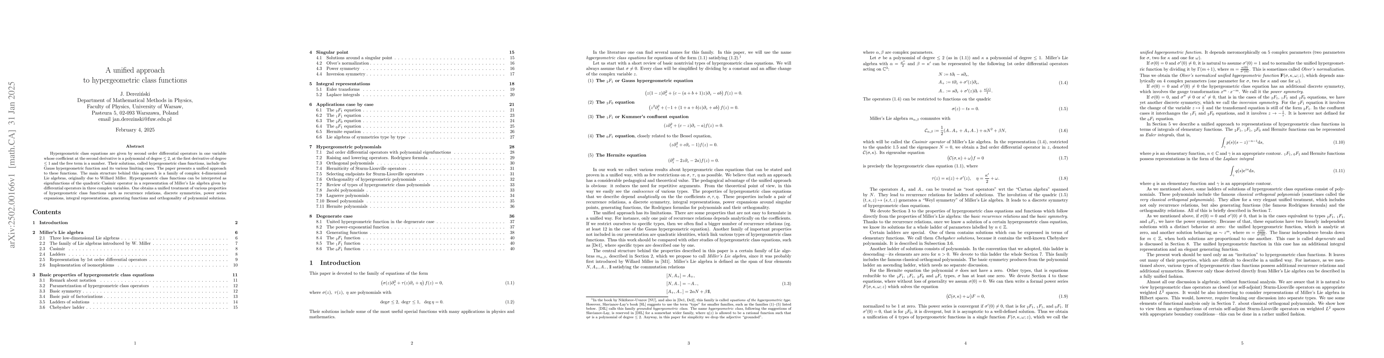 Thumbnail for A unified approach to hypergeometric class functions