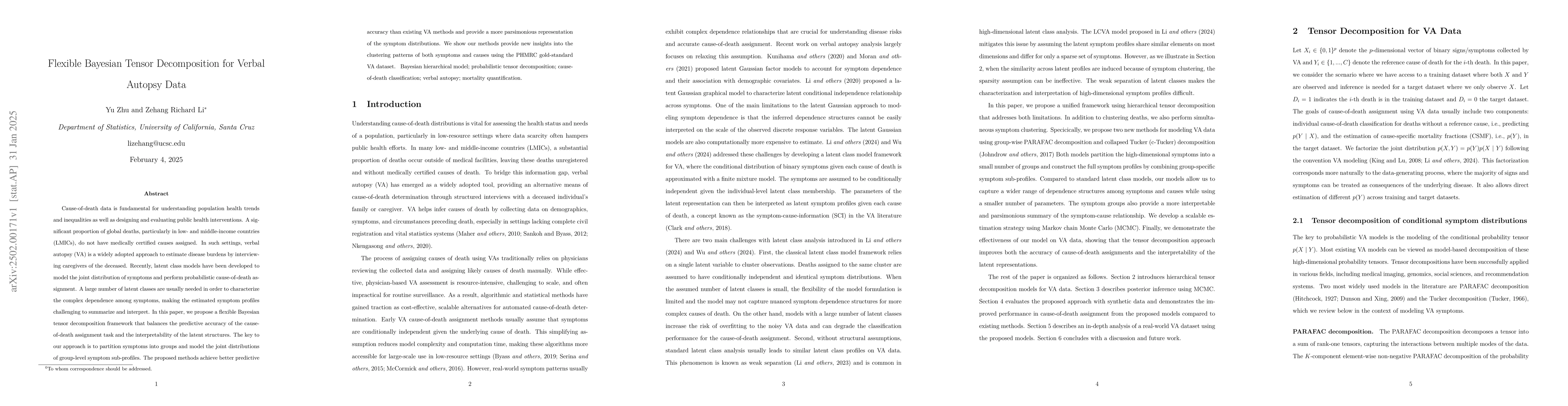 Thumbnail for Flexible Bayesian Tensor Decomposition for Verbal Autopsy Data