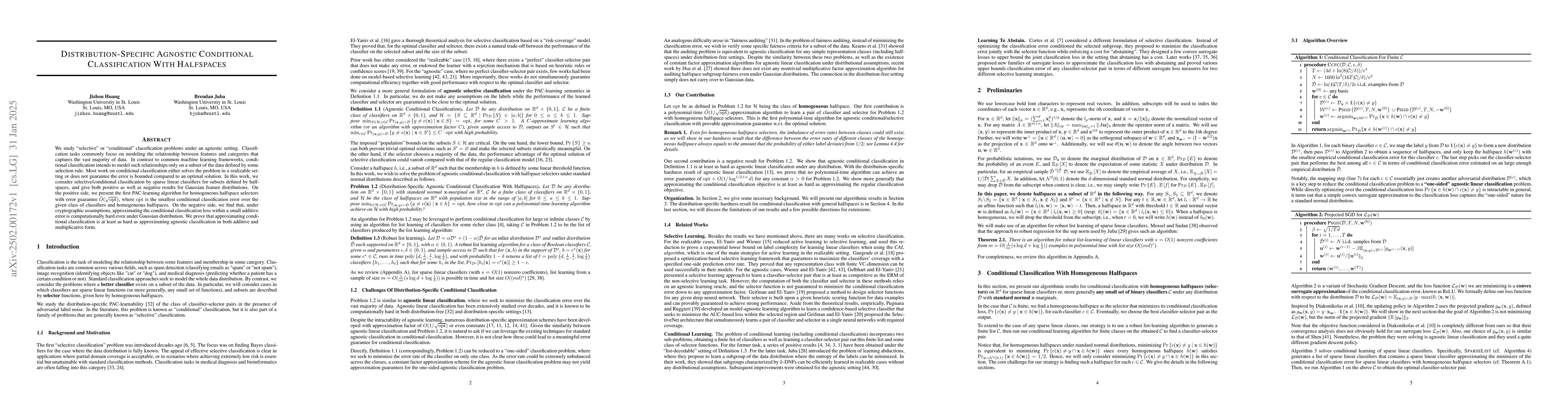 Thumbnail for Distribution-Specific Agnostic Conditional Classification With
  Halfspaces