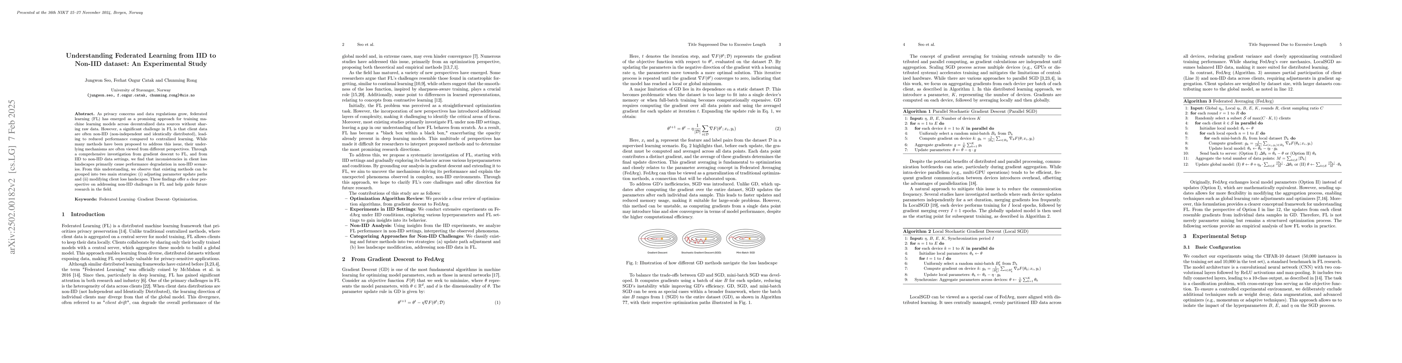 Thumbnail for Understanding Federated Learning from IID to Non-IID dataset: An
  Experimental Study