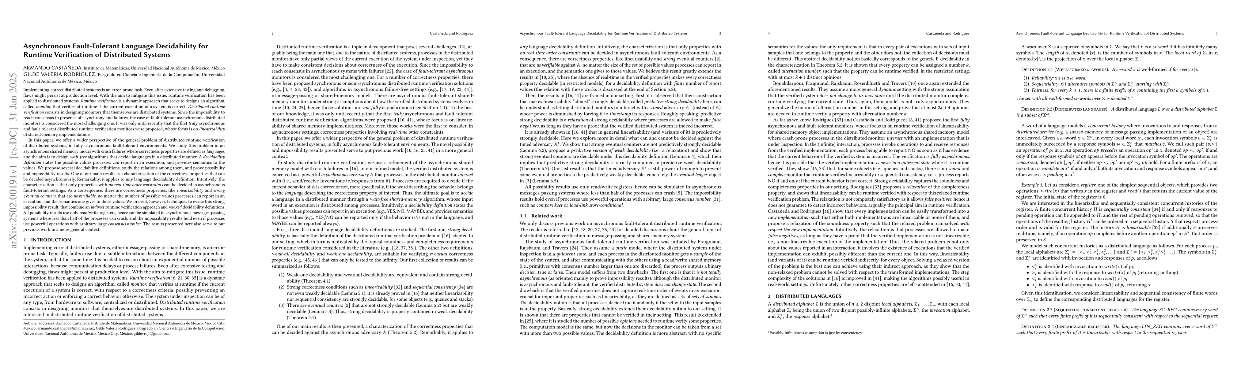 Thumbnail for Asynchronous Fault-Tolerant Language Decidability for Runtime
  Verification of Distributed Systems