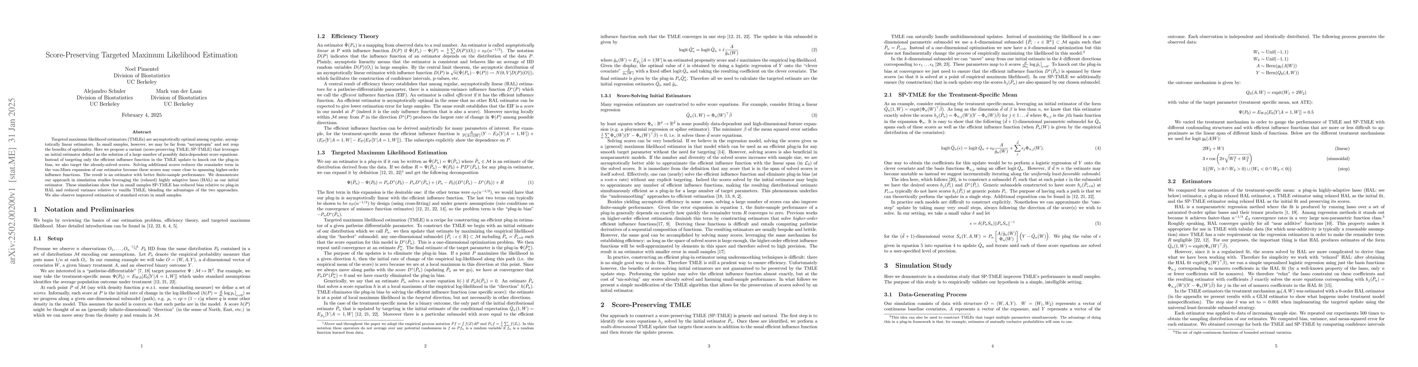 Thumbnail for Score-Preserving Targeted Maximum Likelihood Estimation