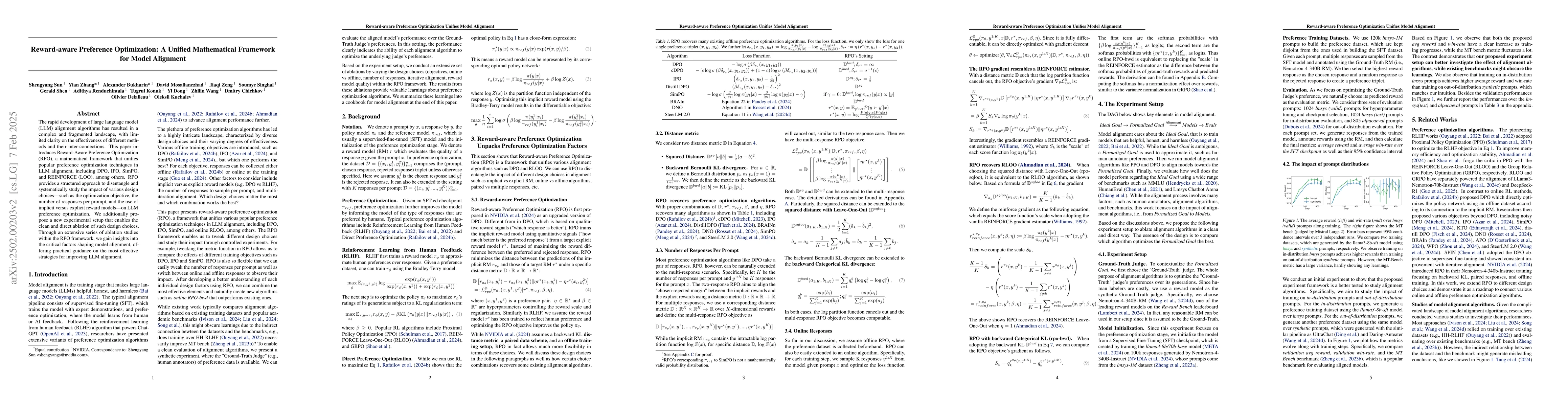 Thumbnail for Reward-aware Preference Optimization: A Unified Mathematical Framework
  for Model Alignment