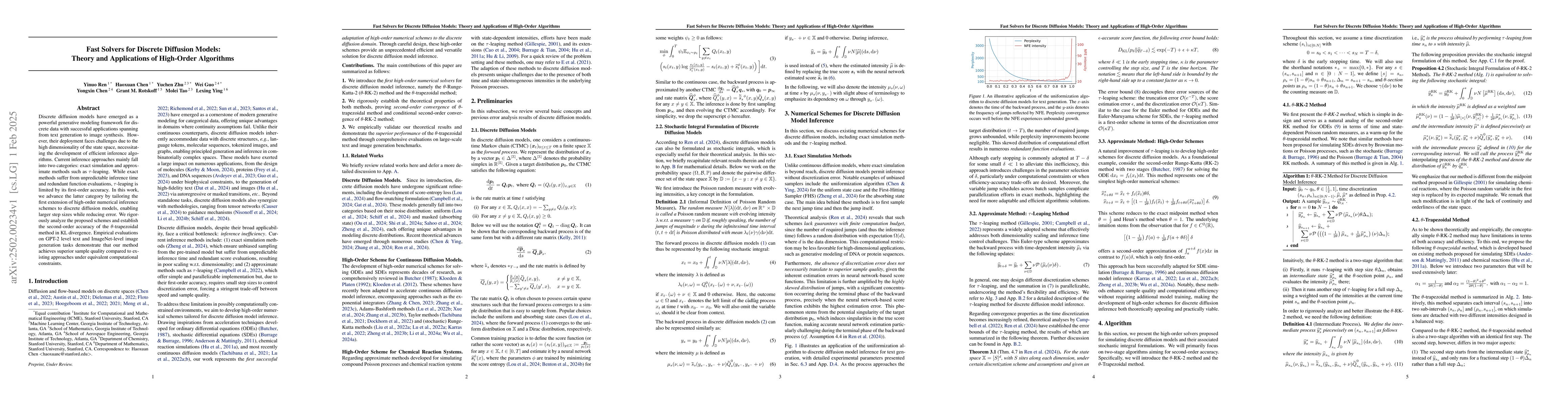 Thumbnail for Fast Solvers for Discrete Diffusion Models: Theory and Applications of
  High-Order Algorithms