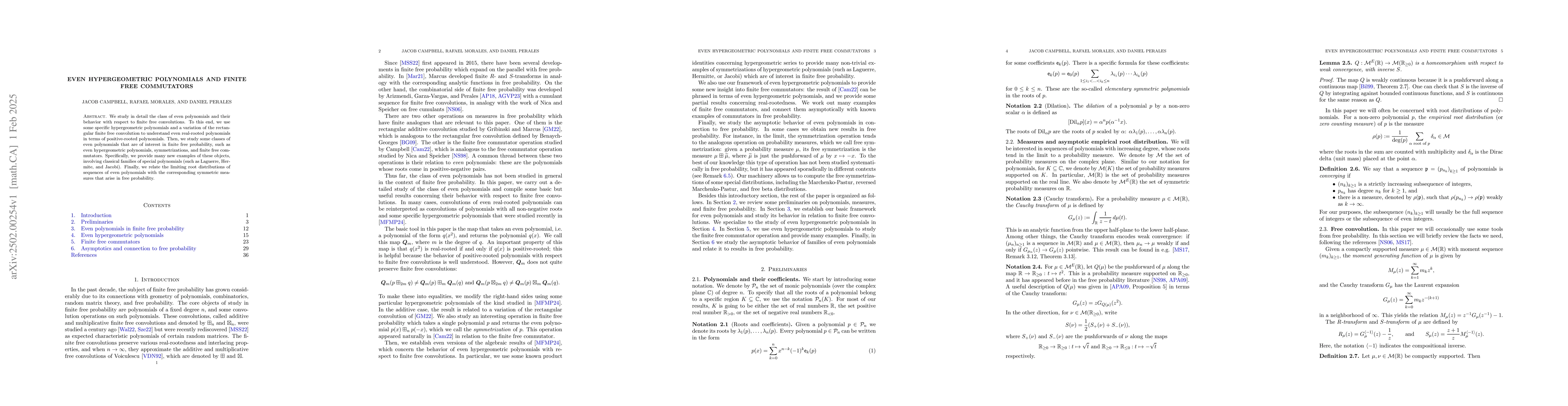 Thumbnail for Even Hypergeometric Polynomials and Finite Free Commutators
