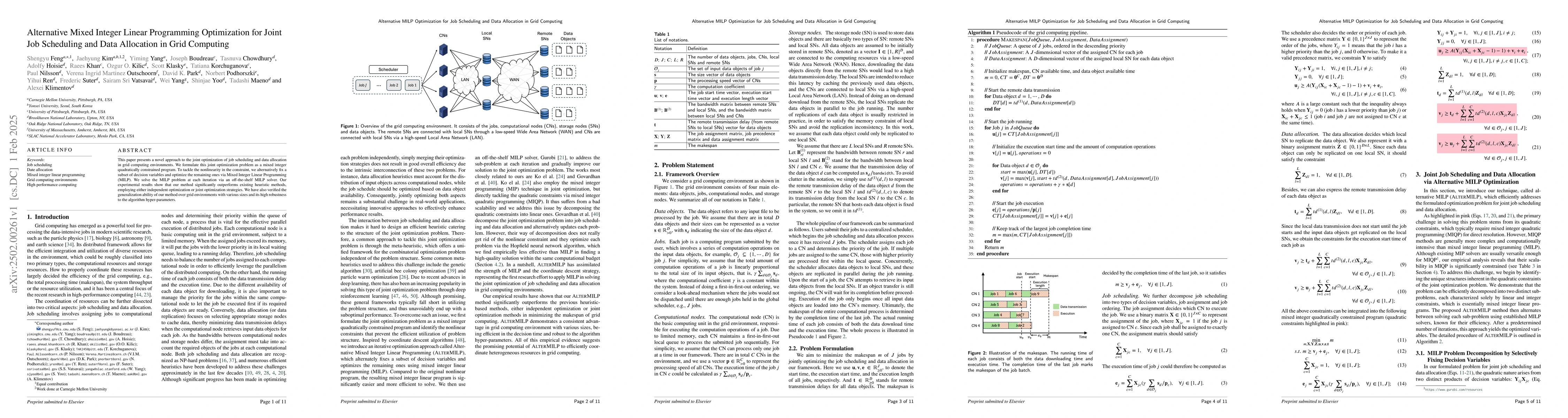 Thumbnail for Alternative Mixed Integer Linear Programming Optimization for Joint Job
  Scheduling and Data Allocation in Grid Computing