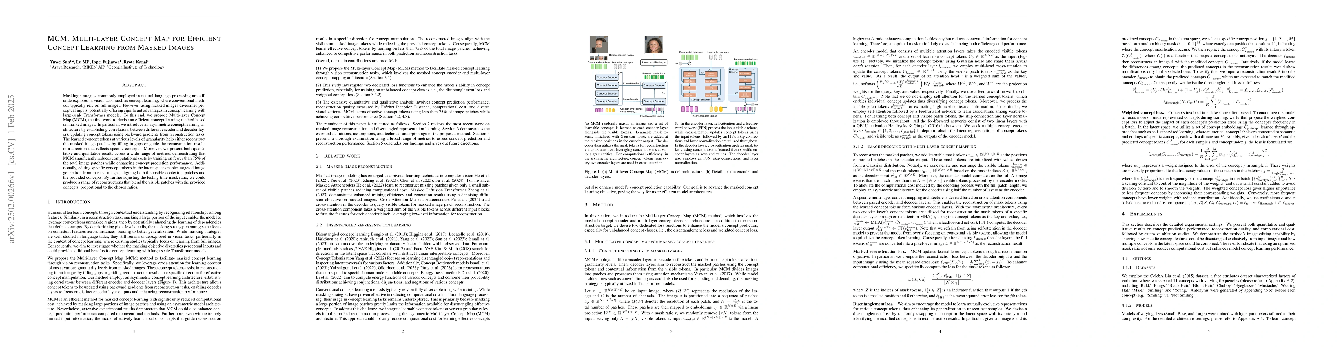 Thumbnail for MCM: Multi-layer Concept Map for Efficient Concept Learning from Masked
  Images