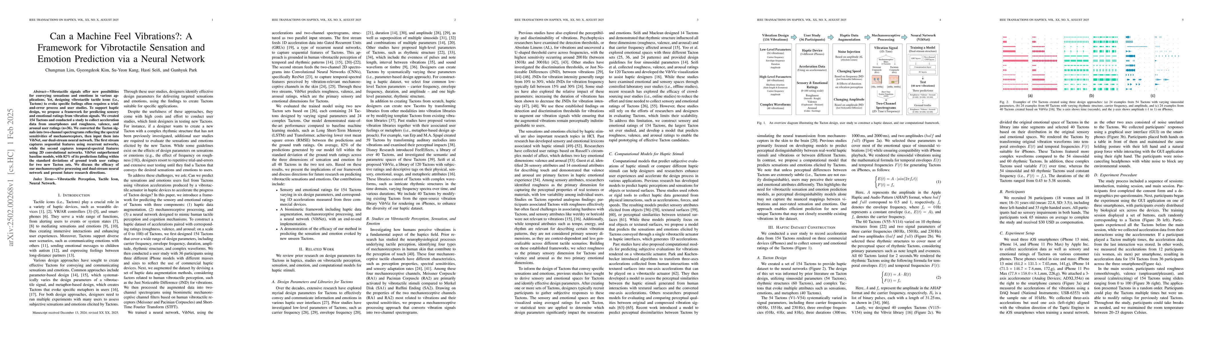 Thumbnail for Can a Machine Feel Vibrations?: A Framework for Vibrotactile Sensation
  and Emotion Prediction via a Neural Network